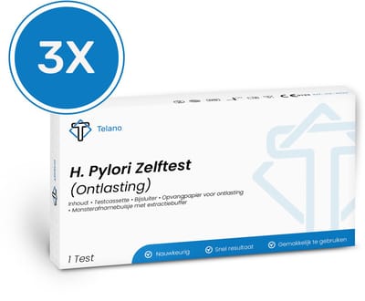 3 stuks H. Pylori Thuistest voor Maagbacterie - Betrouwbare Zeftest voor Snel Resultaat - Telano Helicobacter Pylori test