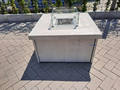 Vuurtafel Block Terrasverwarmer White Wash steigerhout 90x90x50cm