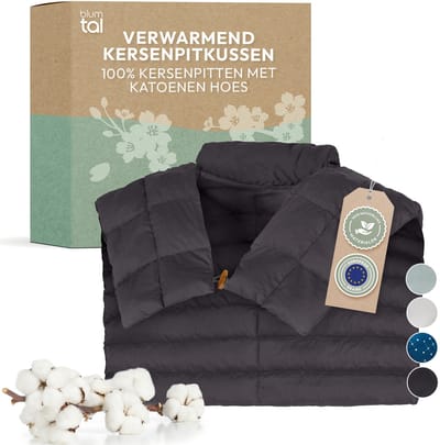 Blumtal Kersenpitkussen - Kersenpitkussen met 100% kersenpitvulling - Kersenpitkussen Magnetron - Oeko-TEX gecertificeerd 100% katoenen overtrek - Nekkussen - Warmtekussen nek & schouder - Antraciet