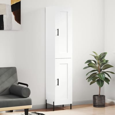 vidaXL - Hoge - kast - 34,5x34x180 - cm - bewerkt - hout - wit