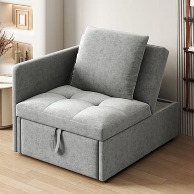 Slaapbank - 3-in-1 Opvouwbare Slaapstoel met Verstelbare Rugleuning - Linnen - Ligstoel en Eenpersoonsbed - voor Woonkamer, Slaapkamer of Logeerkamer