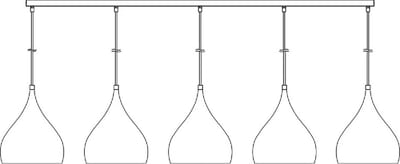 Losse opbouw basis voor pendels 5x, zwart, 180cm