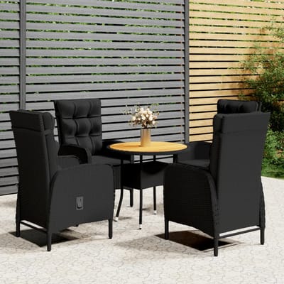 vidaXL - 5-delige - Tuinset - poly - rattan - zwart