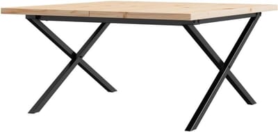 Houten Salontafel - Bijzettafel Woonkamer - Centrale Tafel - X-frame Structuur - 80 x 455 x 80 cm - Natuurlijk Hout