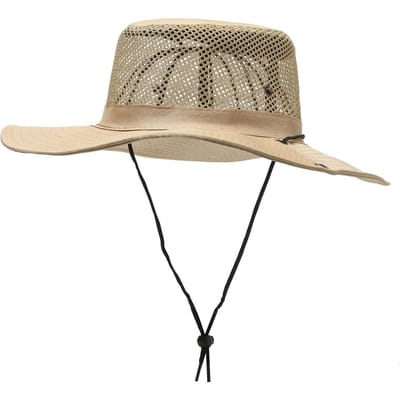 Zomer Koel Hoed Ademend Mesh Vissershoed Effen Kleur Opvouwbare Zonnehoed Heren Outdoor Vissen Zonnehoed size 58cm beige