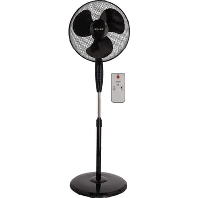 BRASQ Statiefventilator – 40 cm – Zwart – Met Afstandsbediening - Timer - Slaapmodus - In hoogte verstelbaar – Stille Ventilator - 40 Watt