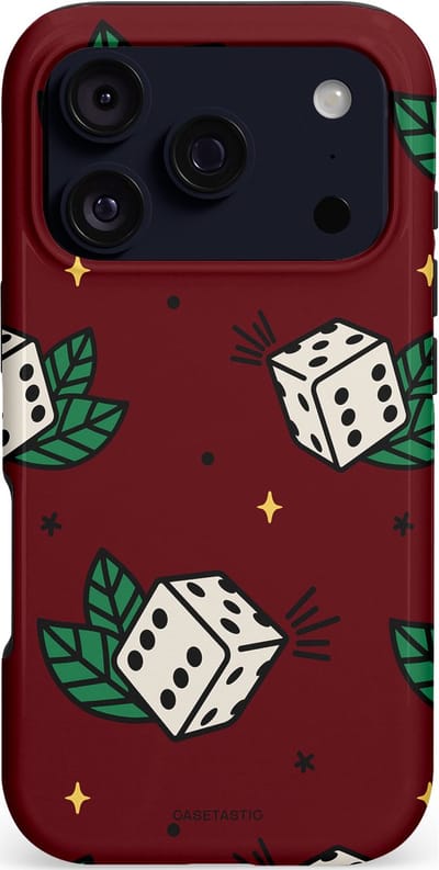 Casetastic hoesje geschikt voor Apple iPhone 17 Pro - MagSafe - Dubbellaagse bescherming - Casino zes - Fashion Case - Bordeaux Zwart Donkergroen Lichtgrijs