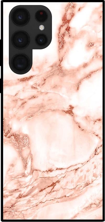 Smartphonica Telefoonhoesje voor Samsung Galaxy S22 Ultra marmer look - backcover marmer hoesje - Wit Rosé Goud geschikt voor Samsung Galaxy S22 Ultra