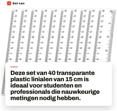 Dailygoods- Linialen 40 stuks - Transparant - 15 cm / 6 inch - Kunststof - Lichtgewicht - Nauwkeurige uitlijning - Meetlat