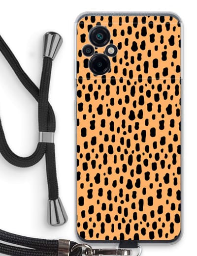 Case Company® - Hoesje met koord geschikt voor Xiaomi Poco M5 hoesje met Koord - Panter - Telefoonhoesje met Zwart Koord - Bescherming aan alle Kanten en Over de Schermrand