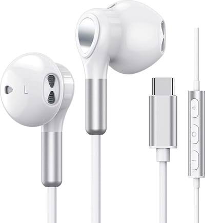 DrPhone Hi-Performance - USB-C Hoofdtelefoon + HiFi Audio Koptelefoon DAC - Oordopjes - Geschikt Voor Windows / Android en OS IOS(USB-C) - Wit