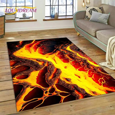 Vulkaan 3D Lava Magma Vloerkleed Tapijt voor Woonkamer Slaapkamer Huisdecoratie, Vloermat Antislip Decoratie voor Bank Keuken Deurmat Cadeau 40x60cm( 15x23in )