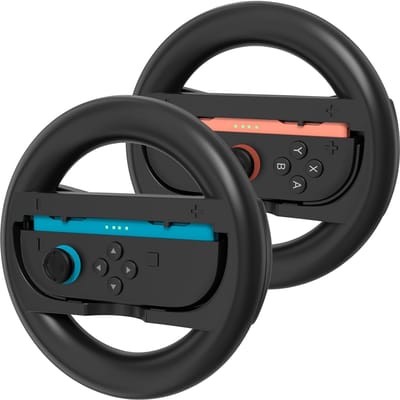 Console-stuurwielaccessoireset voor Nintendo Switch 2 2 stuks Zwart-Mount JoyCon, Mario-kaartstuurwiel, Nintendo Switch-accessoires, racepad, gamecontroller, JoyCon-overlay, gamer-gadgets