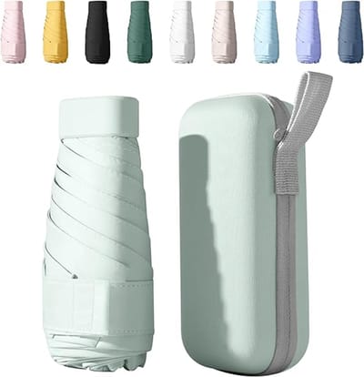Mini paraplu's voor vrouwen - Opvouwbare reisparaplu - 6 Baleinen - 14 cm mini opvouwbare paraplu - Met capsulehoe Stormparaplu - Zonnige en regenachtige dagen - Groente