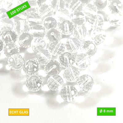 TQ4U Glaskralen - Helder - Facetgeslepen - Ø 8 mm - 100 stuks