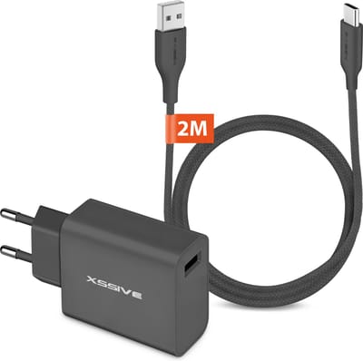 Power Adapter met USB-A naar USB-C Kabel - 2 Meter - 18W - Quick Charge