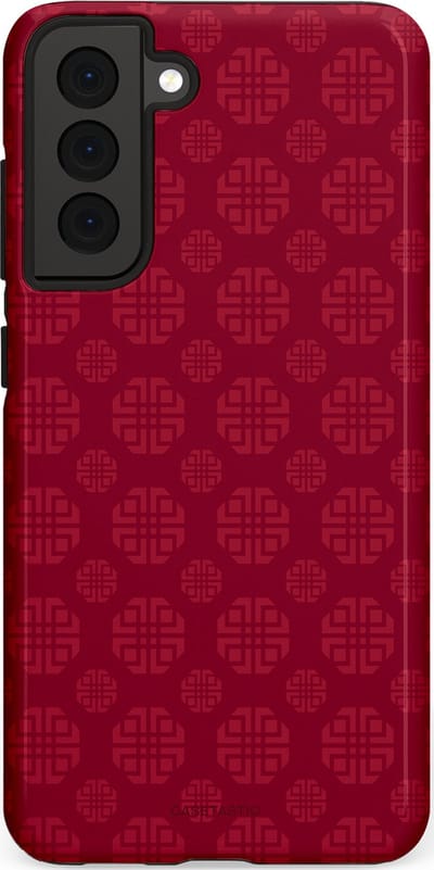 Casetastic Hoesje Geschikt voor Samsung S21 FE - Stijlvolle Beschermende Duo-layer Case - Oosters Rood