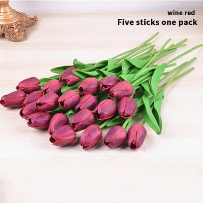 33cm Pu tulip immortal flower touch artificial flower mini tulip flower arrangement Christmas home garden wedding decoration