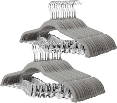 Famanu – Fluwelen broekhangers met beweegbare clips, set van 32, antislip en ruimtebesparend