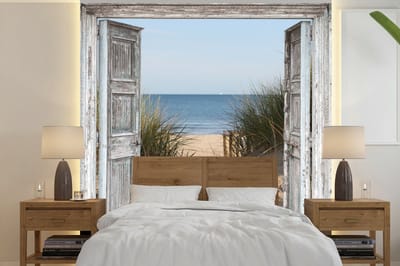 Behang - Fotobehang Duin - Strand - Doorkijk - Zomer - Breedte 240 cm x hoogte 240 cm