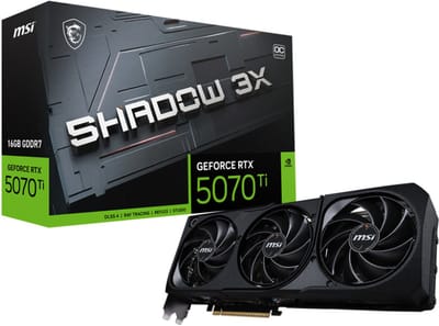 MSI NVIDIA GeForce RTX5070 Ti 16G SHADOW 3X OC - Videokaart - 16GB - GDDR7 - PCIe 5.0 - 1x HDMI 2.1b - 3x DisplayPort 2.1a