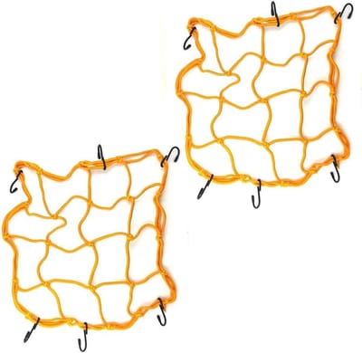 Bagagenet Set - Motorfiets Net - Bagage Vervoeren - 6 Verstelbare Haken - 30 x 30 cm - Geel