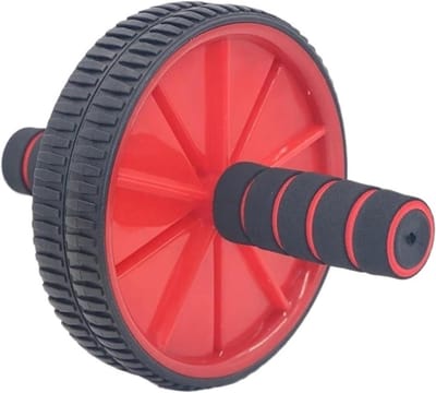 Buikwiel Fitness - Buikroller Wielen - Core Training - Dubbele Kleur Spons - 18cm Diameter - Rood