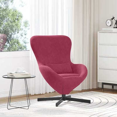 vidaXL - Eivormige - stoel - Wijnrood - 63 - x - 73 - x - 90 - cm - Fluweel