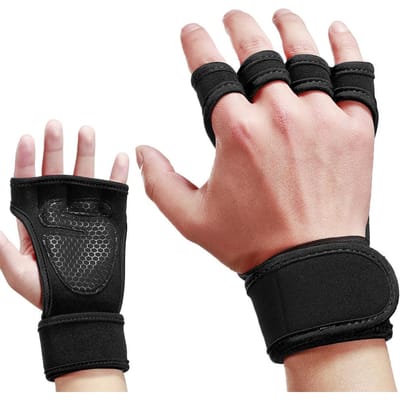 Hefhandschoenen Trainingshandschoenen met geïntegreerde polsbanden Antislip handbeschermer voor gewicht M zwart