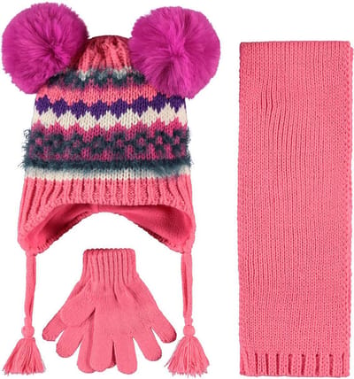 3-delige set baby meisjes muts met handschoenen en sjaal - Baby muts set - 1 - 3 jaar