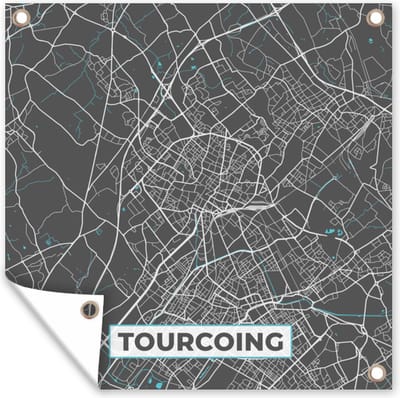 Tuin poster Tourcoing - Frankrijk - Stadskaart - Kaart - Plattegrond - 200x200 cm - Tuindoek