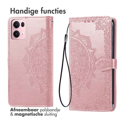 imoshion Hoesje - Geschikt voor Oppo Reno 13 Pro - Mandala Bookcase - Rosé Goud