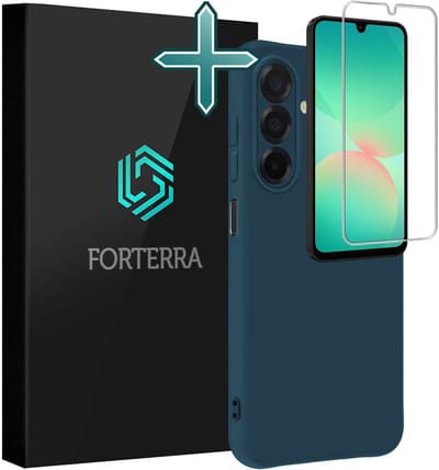 Hoesje Met Screenprotector - Geschikt voor Samsung Galaxy A26 - Sterk & Shockproof - Telefoon Hoes - Back Cover - Siliconen Case - Donkerblauw