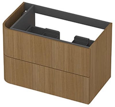 INK - Links Afgeronde Onderkast Fineer 2 Laden Softclose Tbv Grepen - 800x450x520 Mm - Light Veneer