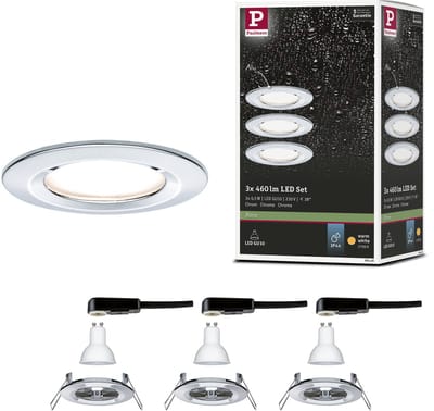 LED-inbouwlamp Nova Basisset star IP44 rond 78 mm GU10 3x6,5W 3x460lm 230V 2700K Chroom