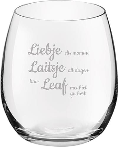 Drinkglas gegraveerd - 39cl - Liebje Laitsje Leaf