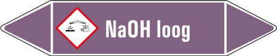 NaOH loog leidingmarkering op vel - basen 75 x 17 mm - 8 per vel