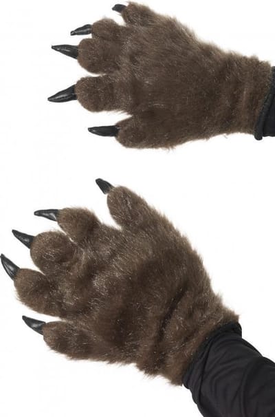 Smiffy's Weerwolf klauwen - handschoenen - voor volwassenen - Halloween Harige dierenpoten verkleed accessoires