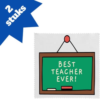 Akyol - best teacher ever brillendoekjes - Docent - meesters of juffen - leraren - verjaardag - afscheidscadeau - geschenk - kado - 17,8 bij 17,8 cm - 2 stuks
