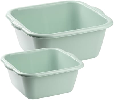 Plasticforte afwasteilen set - afwasbak - kunststof - 15 en 25 liter - Groen - huishoud emmers