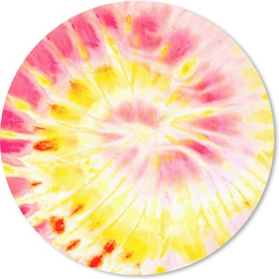 Muismat rond 20x20 cm - Mousepad Tie dye - Geel - Roze - Ronde muismatten