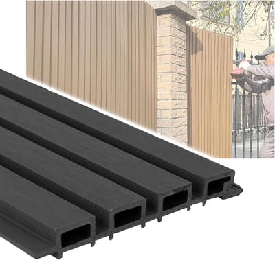 Privacy Hek Scherm - Buitenmuur Barrière - Tuin Decoratie - Hout Kunststof Composiet - 216x180cm - Grijs