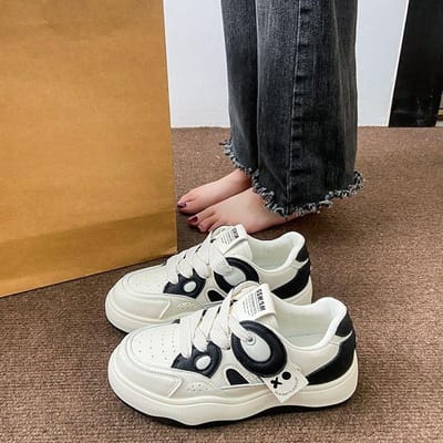 Casual Sports Board Schoenen Panda Dikke Basisplaat Schoenen Design Dames Nieuwe Binnenhoogte Verhoging Zwart en Wit Sportschoenen 40 zwart