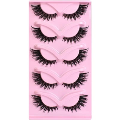 5 Paar Dikke, Pluizige Nepwimpers, Wapperig, 3D Volume, Faux Nerts Streepwimpers Voor Dramatische Oogmake-up Look Streepwimpers, Nepwimpers F04