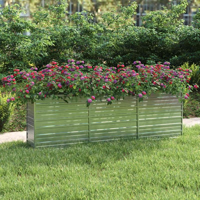 vidaXL - Plantenbak - verhoogd - 240x40x77 - cm - gegalvaniseerd - staal - zilver