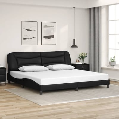 vidaXL - Bedframe - zonder - matras - "Hvar"e - kunstleer - zwart - 200x200 - cm