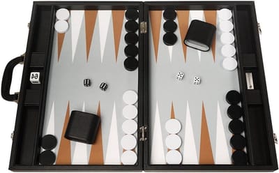 Backgammon Set - Strategisch Spel - Avondje Plezier - Groot Formaat - 19 Inch - Zwart Bruin Wit