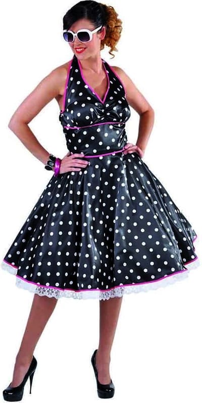Magic By Freddy's - Rock & Roll Kostuum - Jaren 50 Filmster Diva - Vrouw - Zwart - Small - Carnavalskleding - Verkleedkleding