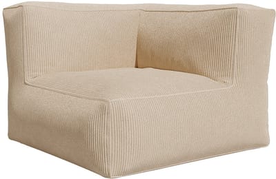 Vente-unique Modulaire hoekzitbank met poef van beige ribfluweel NOUMARA