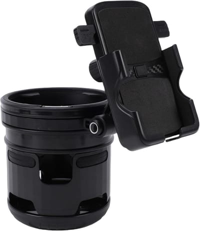 Kinderwagen Bekerhouder - Telefoonhouder - Onderweg Boodschappen - Dubbele Functionaliteit - 23-40 Mm - Zwart